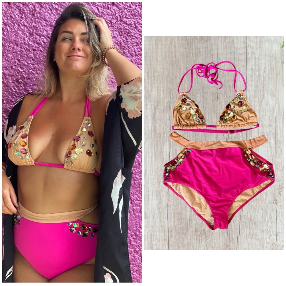 ASOS Swim rhinestone bikini set (top large, bottoms 12 and 14 included)